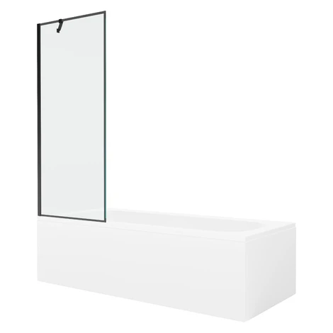 MEXEN/S - Vega obdĺžniková vaňa 170 x 70 cm s panelom + vaňová zástena 70, čierna vzor 550117070