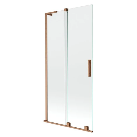 MEXEN/S - Velar L dvojkrídlová posuvná vaňová zástena 95 x 150, transparent, meď kartáčovaná 896